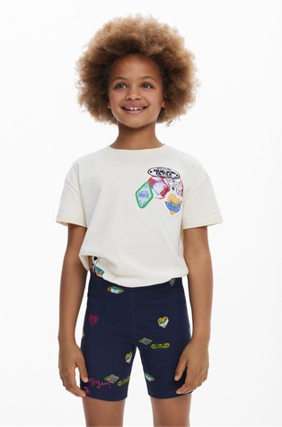 DESIGUAL Kratke pajkice s potiskom Modra - Blue 2