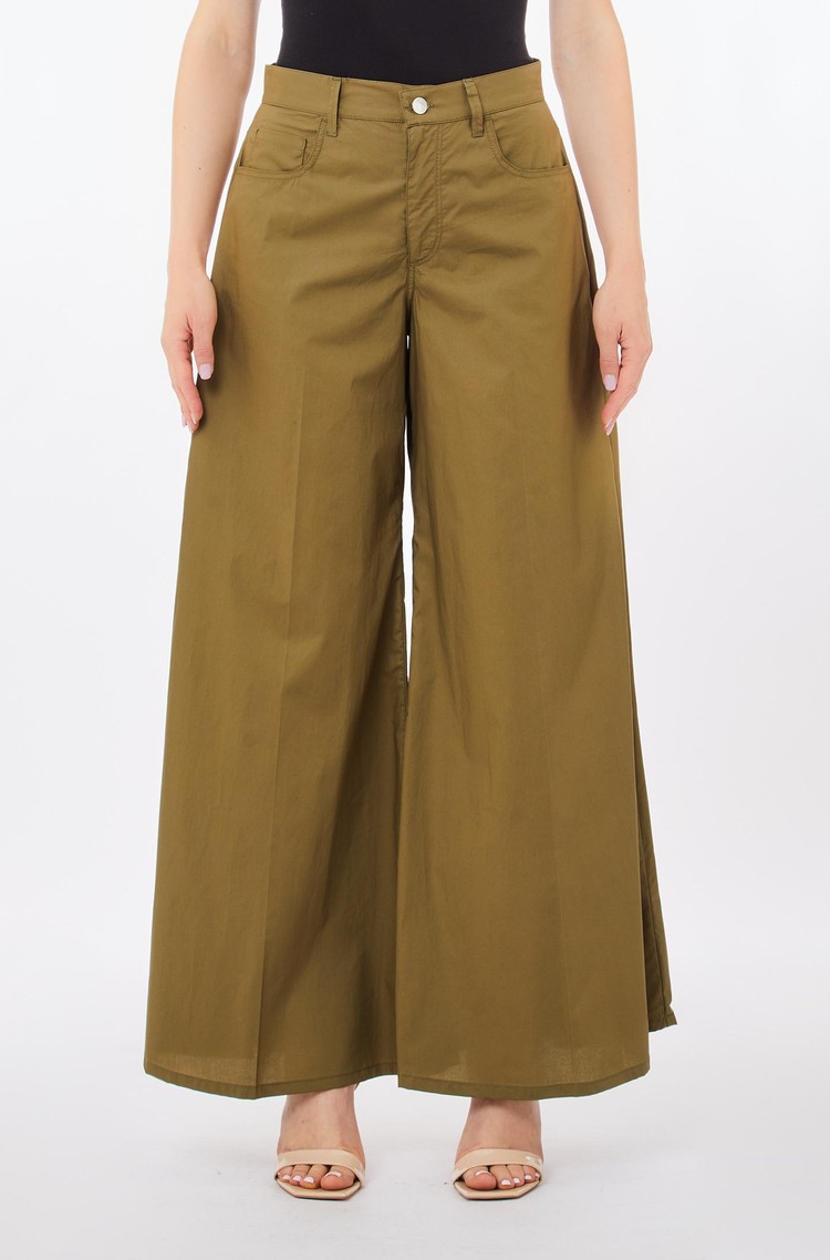 LIU JO Flared trousers in cotton Green Moss 