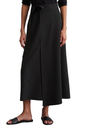 Wrap skirt flared made from TENCEL™ Lyocell-linen mix