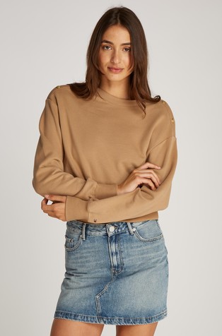 Decorative Button Cotton Sweatshirt