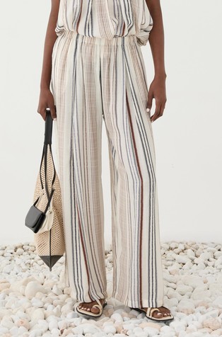 Striped viscose-blend trousers