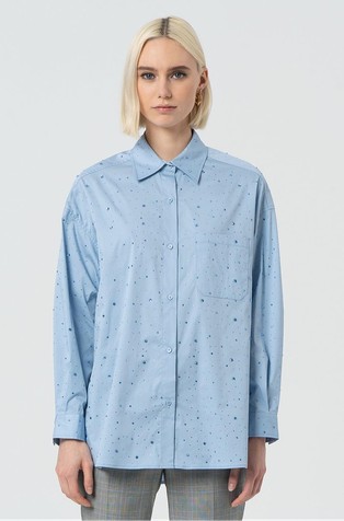 Oversized fit shirt in poplin with strasses