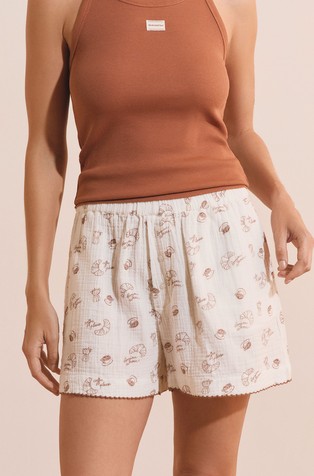 Biscuit cotton pyjama shorts