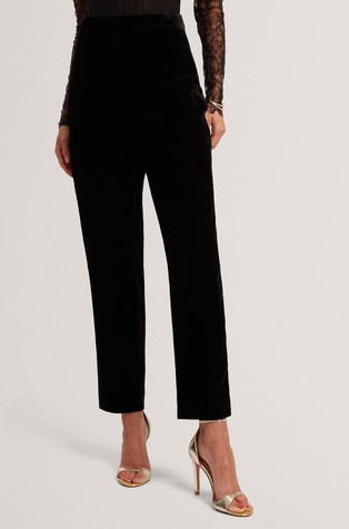 Velvet Tapered Leg Tailored Trousers