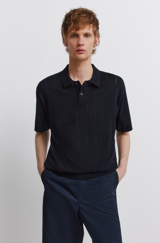 Openwork detail polo shirt