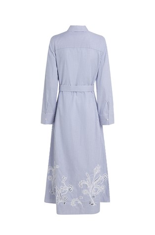 TOMMY HILFIGER Fit and flare srajčna obleka z luknjičastimi vezeninami Modra - Blue / White 2