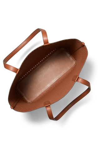 MICHAEL KORS Eliza velika usnjena tote torba s prepleteno zasnovo Rjava - Brown 2