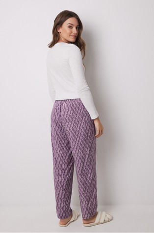 WOMEN'SECRET Viscose trousers with ikat print Purple / Pink 2