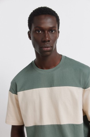 Bombažna majica z barvnimi bloki