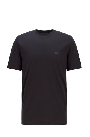 HUGO BOSS Regular fit bombažna majica z logotipom Črna - Black 4