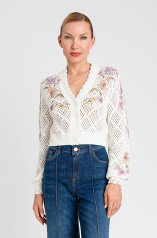 Knit cardigan with floral print