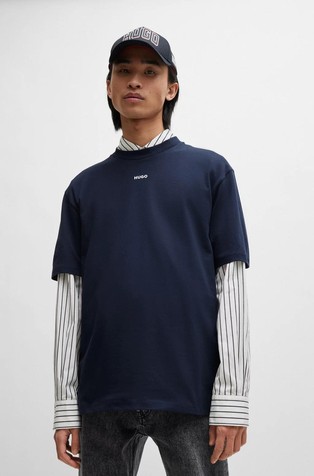 Relaxed fit bombažna logo majica s kratkimi rokavi