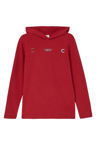 Pulover s kapuco ter potiskom spredaj in zadaj