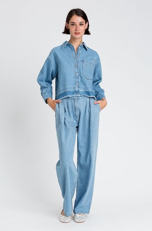 Široke jeans hlače z okrasnimi kamenčki