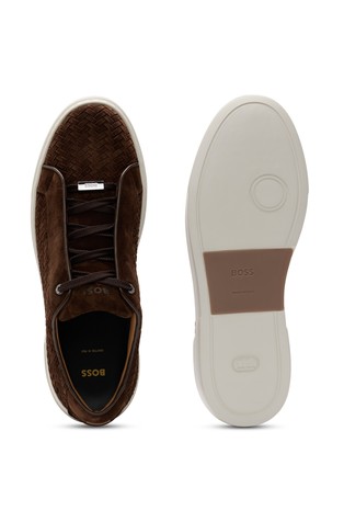 HUGO BOSS Gary woven-suede trainers Dark Brown 2