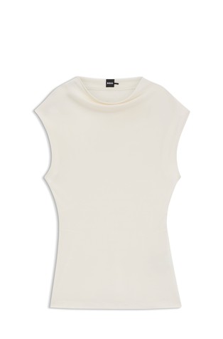 High-neck top in viscose fabric