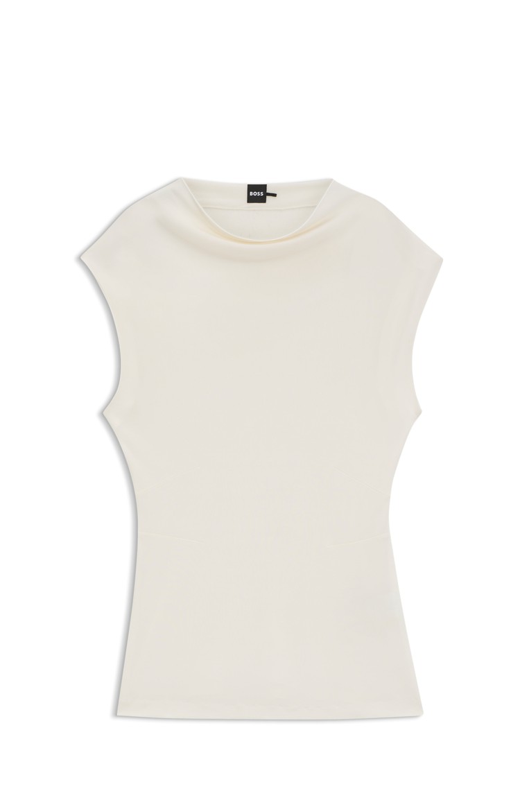 HUGO BOSS High-neck top in viscose fabric Natural 