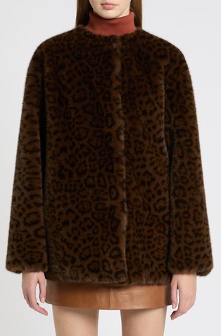 Faux-fur jacket with animal pattern