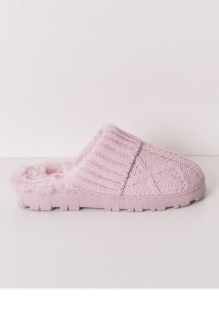 Braided knit slippers