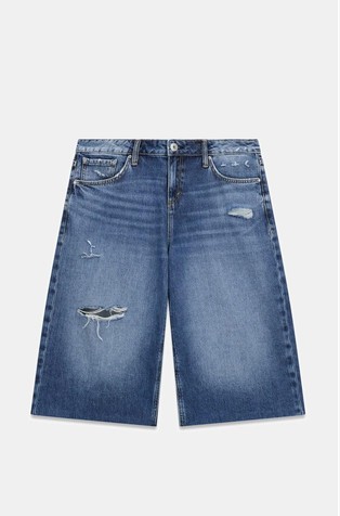 Distressed denim bermuda