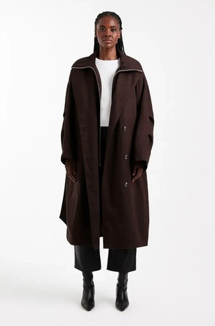 TSSUS funnel neck trench coat