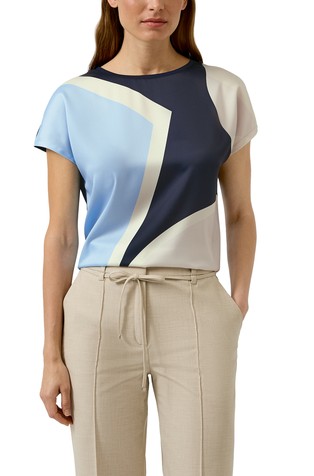 Spredaj vzorčasta majica iz kombinacije tkanin