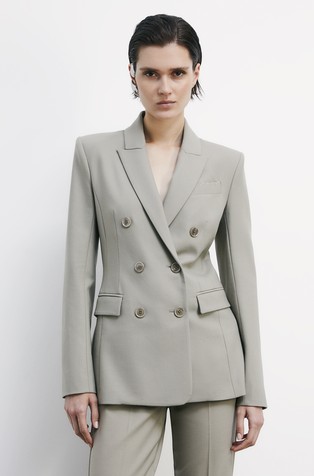 Essential suknjič iz volnene mešanice z dvorednim zapenjanjem