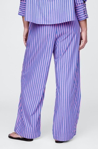 GAP Organic Cotton Poplin Easy Wide-Leg Pants Pink And Blue Stripe 6