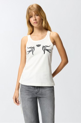 Majica brez rokavov z vezenino