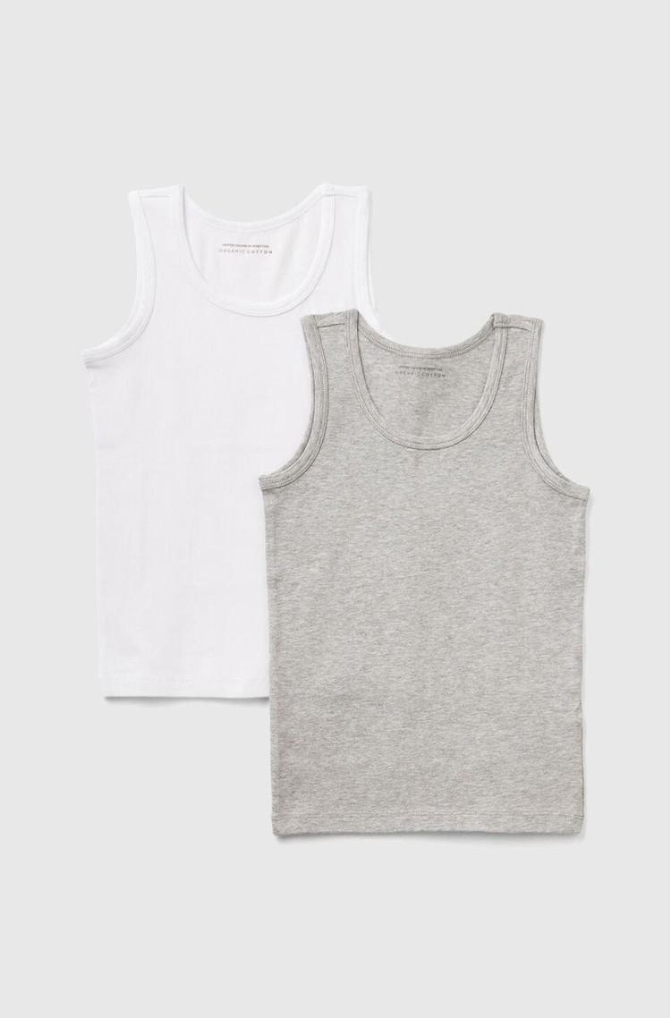 BENETTON Paket 2 spodnjih majic iz organskega bombaža Večbarvna - White / Gray 