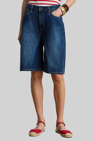 Denim Wide-Leg Bermuda Short