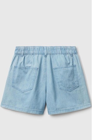 BENETTON Cotton chambray shorts with pleats Light Blue 2