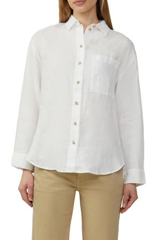 Pure linen blouse with a breast pocket