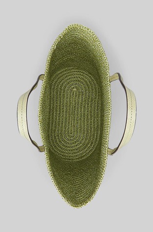 RALPH LAUREN Woven Straw Large Brie Tote Bag with Leather-trims Lght Olive Melange/Lght Olive 4