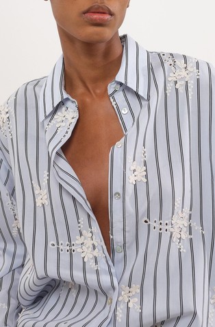 MARELLA Selected By Chloé Lecareux oversized poplin shirt with embroideries Light Blue 3