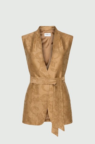 Brezrokavnik s pasom iz viskozne mešanice