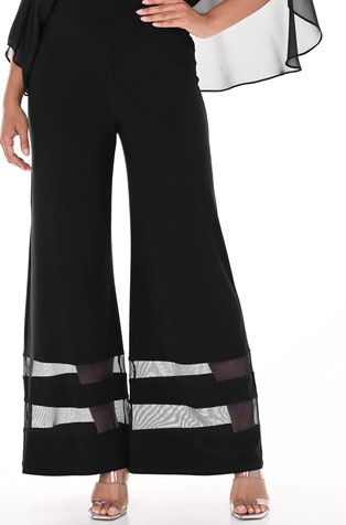 Flared leg jersey trousers with mesh inserts