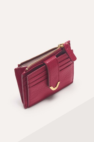 COCCINELLE Dew Grained Leather Card Holder Sangria 3