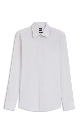 Slim-fit shirt in printed performance-stretch jersey