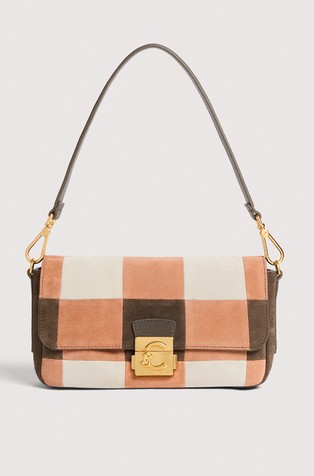 C-Me Lock Suede Crossbody Bag