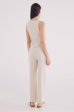 SPRINGFIELD Linen blend trousers with darts Beige 2