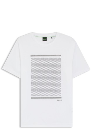 Mercerised-cotton T-shirt with geometric artwork