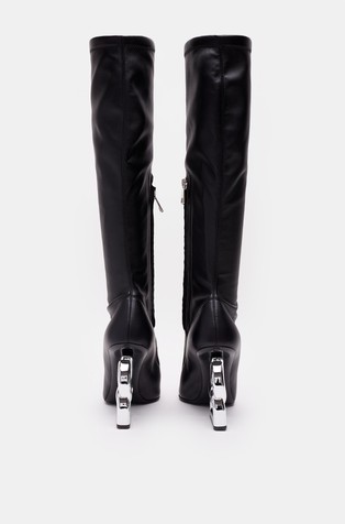 DOLCE &amp; GABBANA Nappa-effect fabric boots with 3.5 heel Black 4