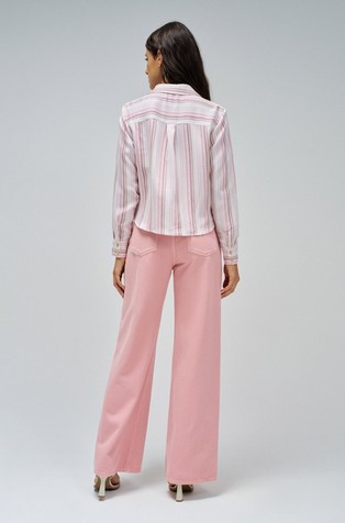 SALSA JEANS Striped shirt in viscose-blend Pearl / Pink 3