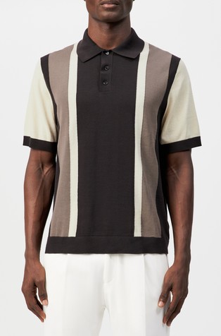 Pletena polo majica s kratkimi rokavi iz barvnih blokov