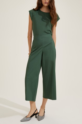 Stretch cotton satin trousers