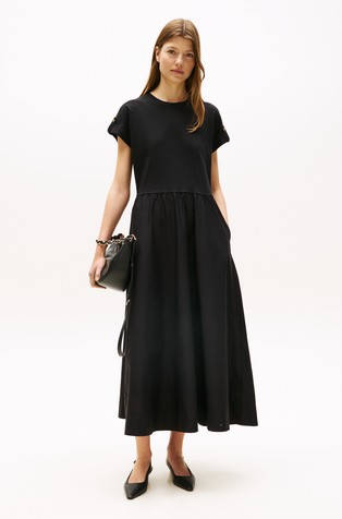 Decorative Button Midi Dress