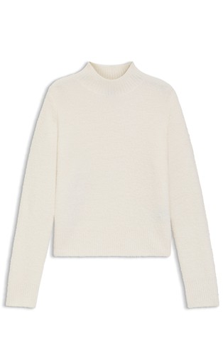 Pleten pulover s povišanim ovratnikom iz volnene mešanice