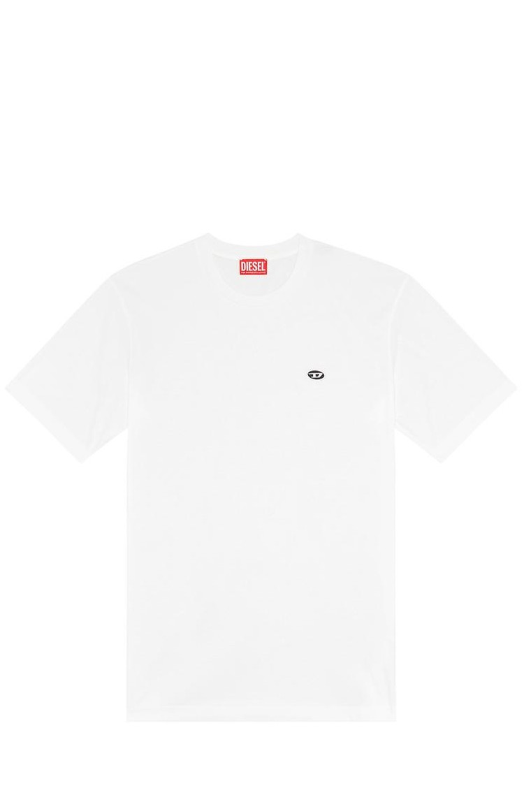 DIESEL Unisex T-shirt with oval D patch White 