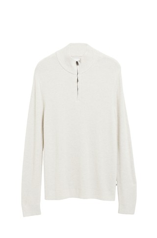 Textured knit sweater with half zip